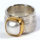 Mabeperlring, Silber / Gold 900